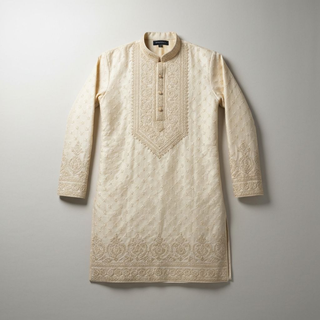 Cream Embroidered Kurta